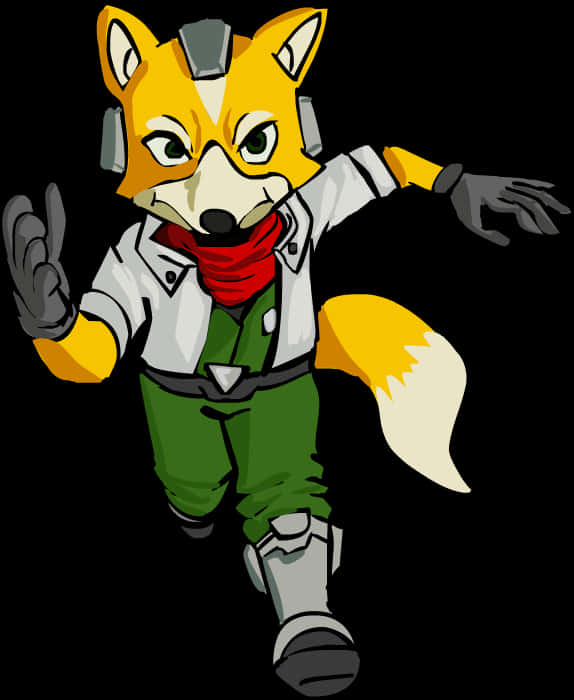 Animated Fox Characterin Pilot Gear PNG