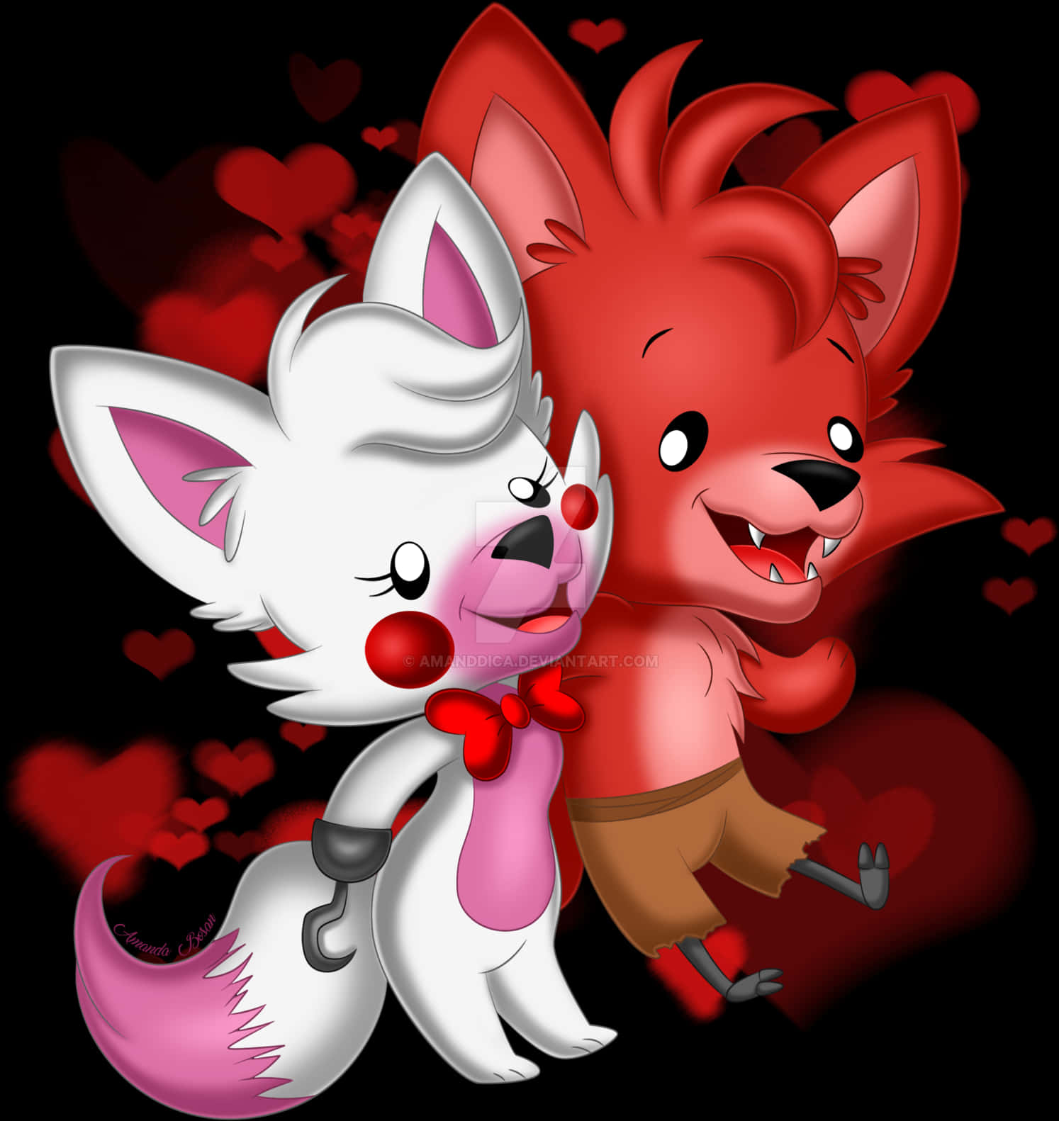 Animated Fox Couple Valentines PNG