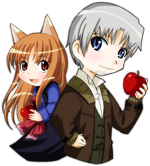 Animated Fox Girland Boy With Apple PNG