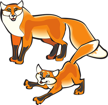 Animated Foxes Illustration PNG