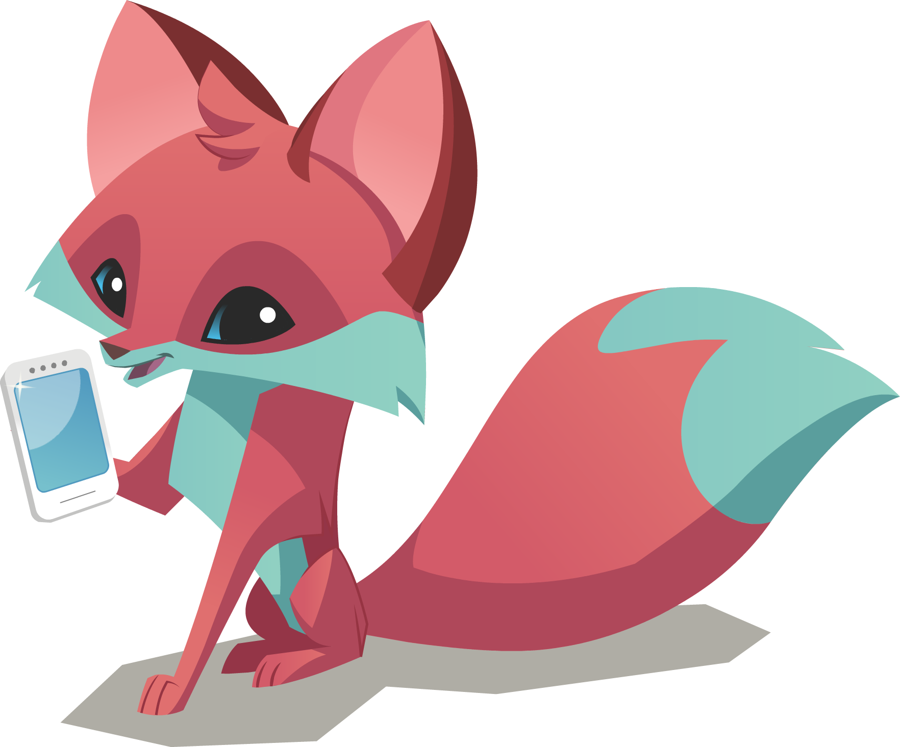 Animated Foxwith Smartphone PNG