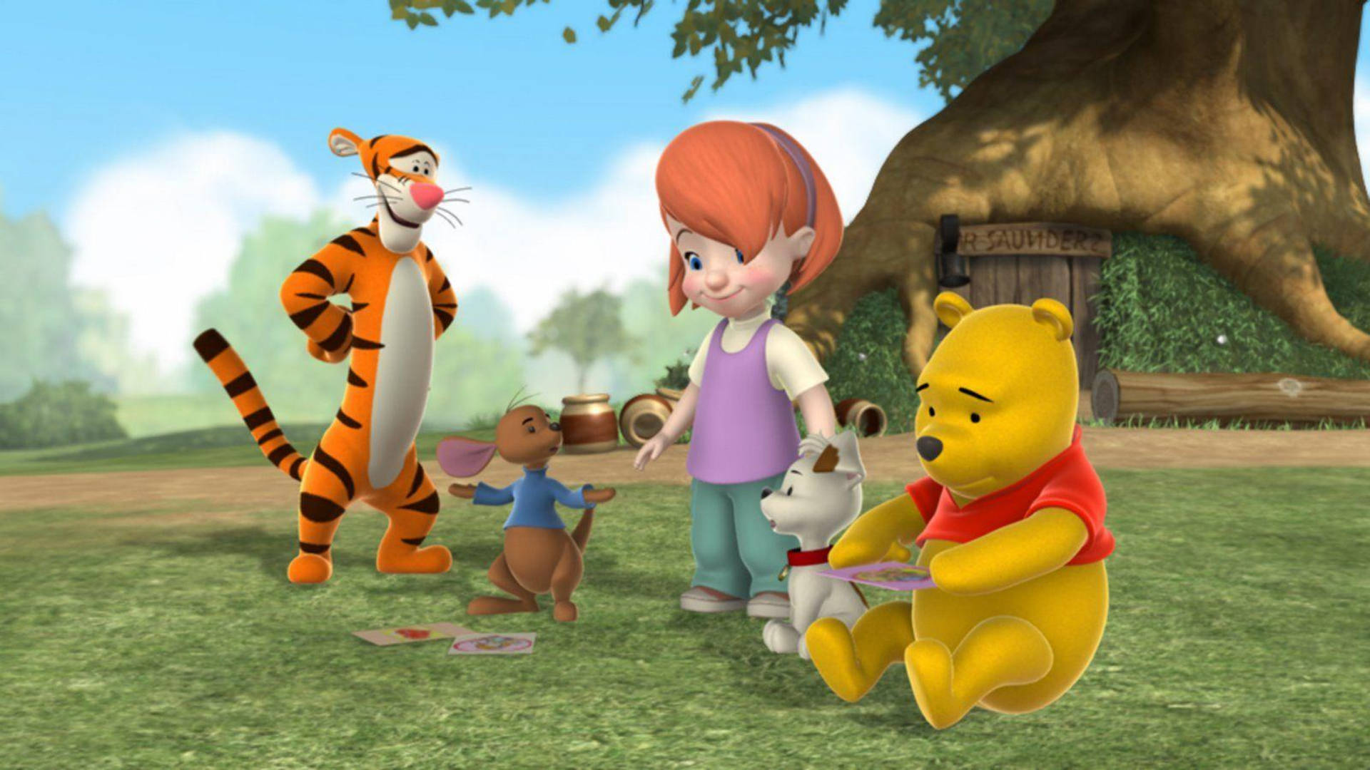 Animated Friends With Tigger 3d Background