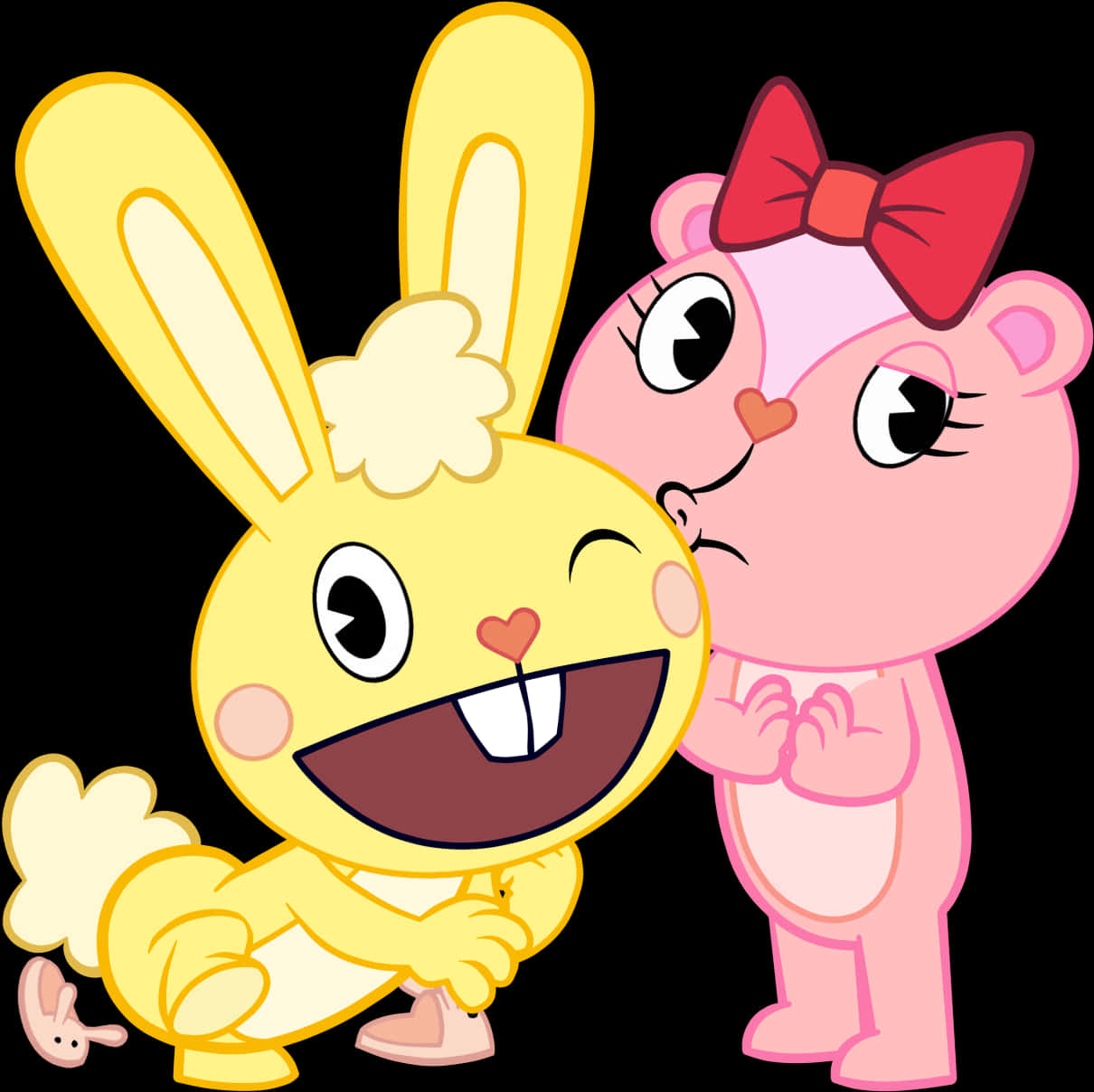 Animated Friends Yellow Bunny Pink Bear PNG