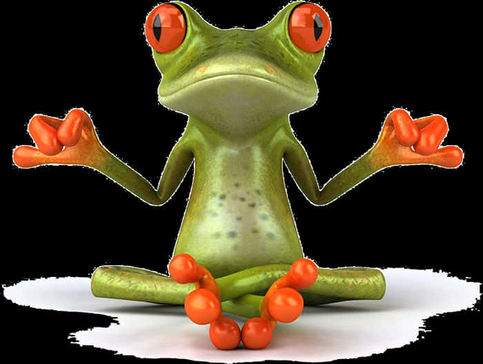 Animated Frog With Orange Eyesand Toes PNG