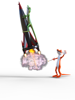 Animated Frogswith Rocket PNG