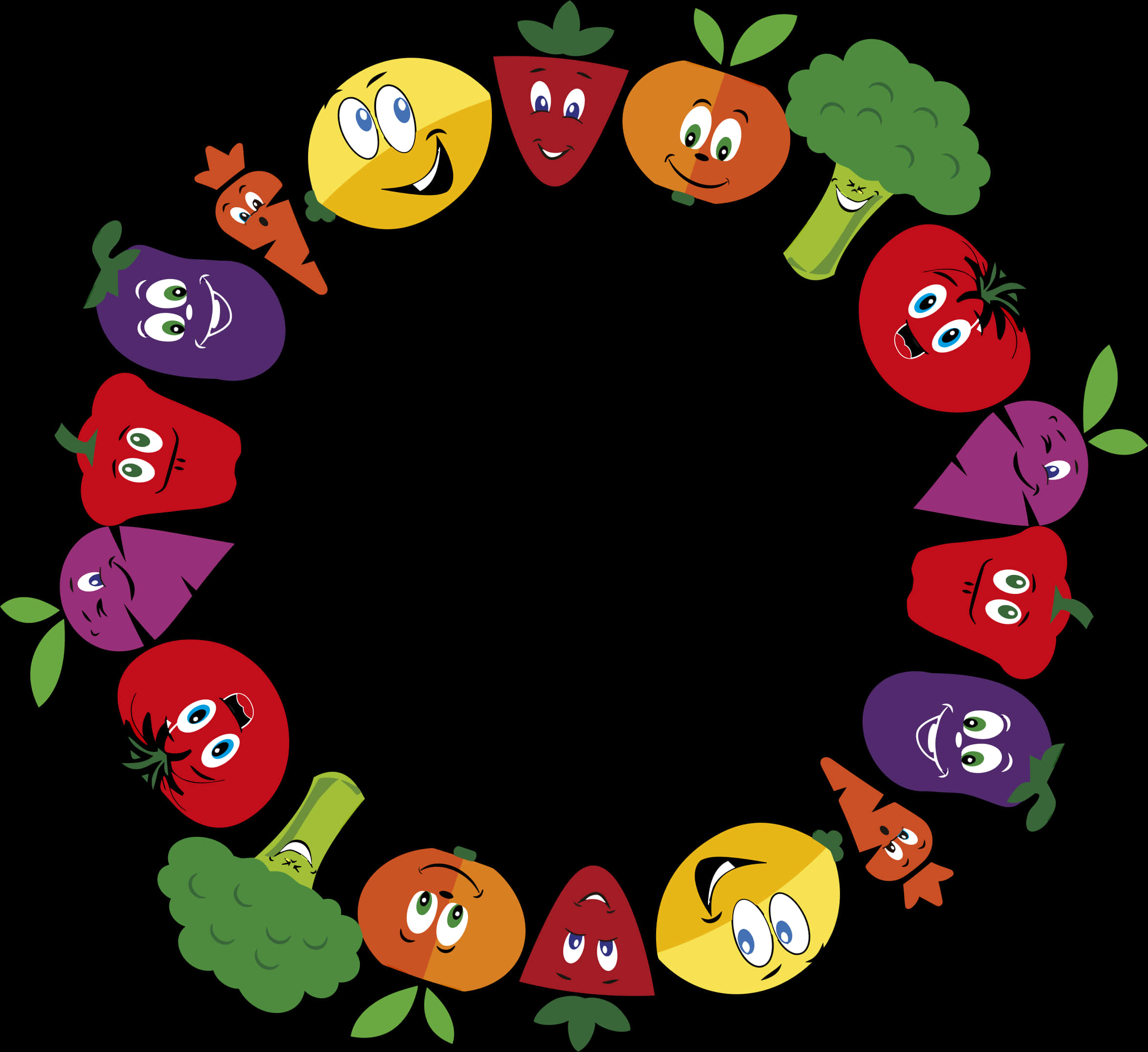 Animated Fruitsand Vegetables Circle PNG