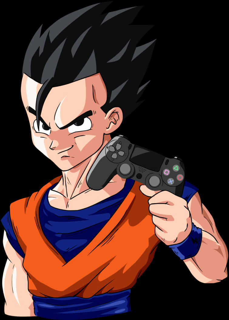 Animated Gamer Character Holding Controller PNG