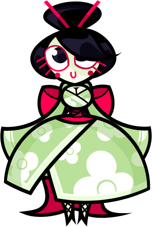 Animated Geisha Character PNG