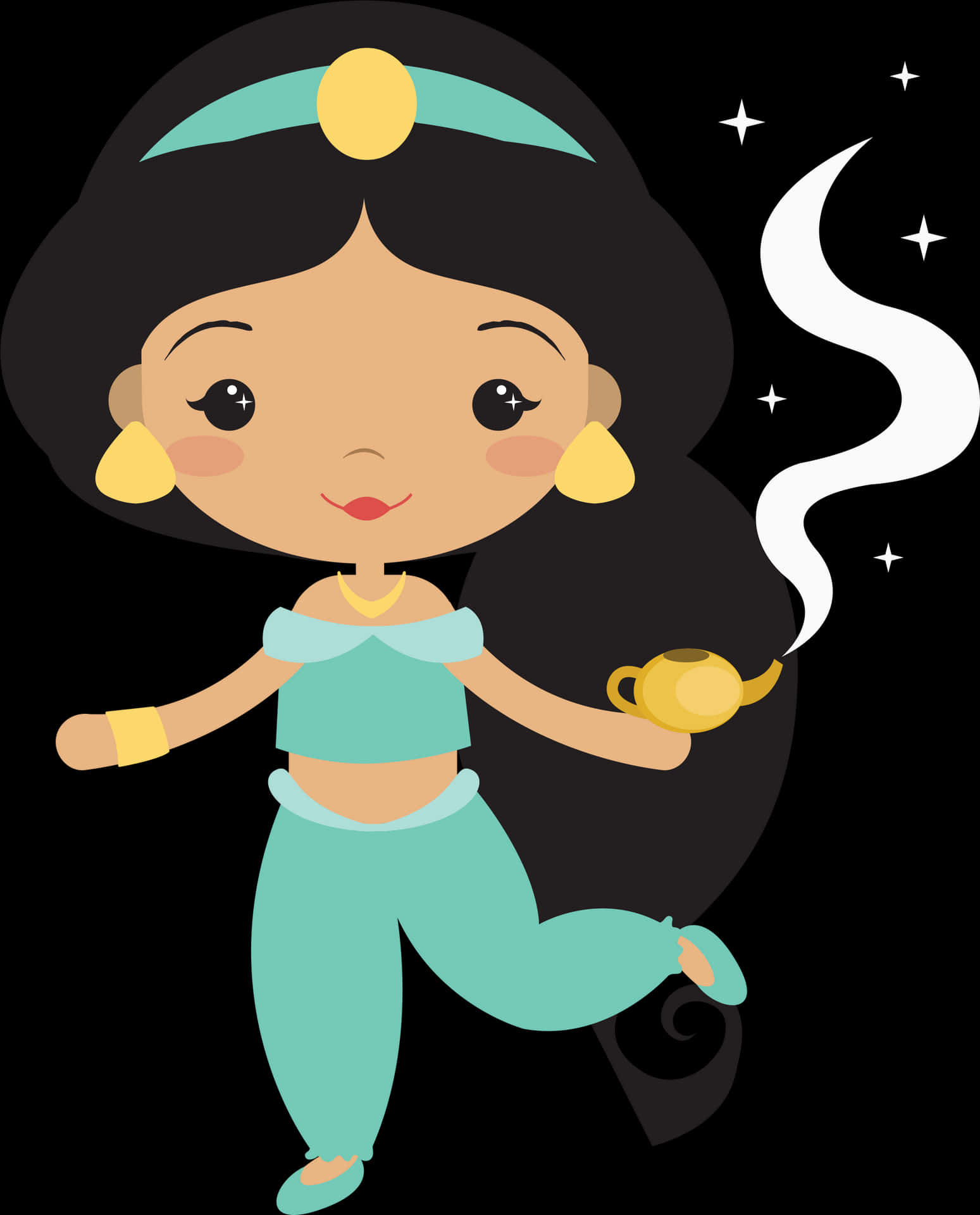 Animated Genie Girlwith Lamp PNG