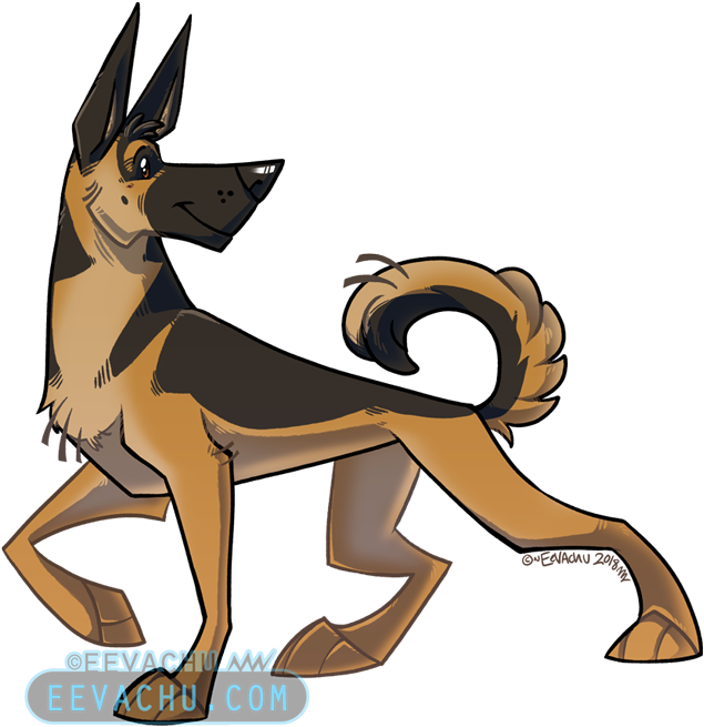 Animated German Shepherd Character PNG