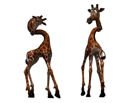 Animated Giraffes Two Poses PNG