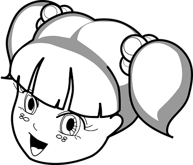 Animated Girl Blackand White Drawing PNG