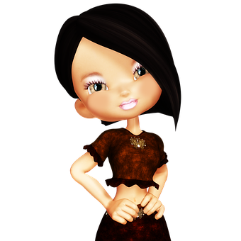 Animated Girl Character Portrait PNG