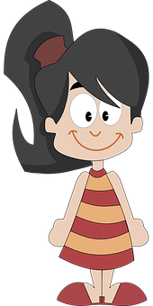 Animated Girl Character Smiling PNG