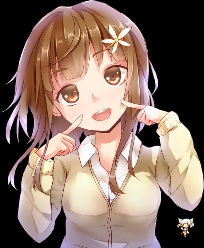 Animated Girl Cheeky Smile PNG