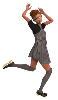 Animated Girl Dancing Pose PNG