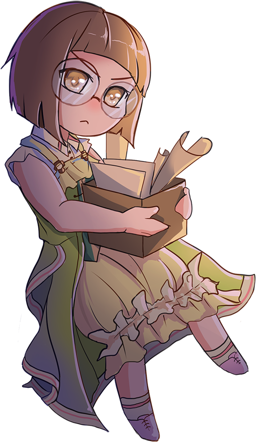 Animated Girl Holding Books PNG