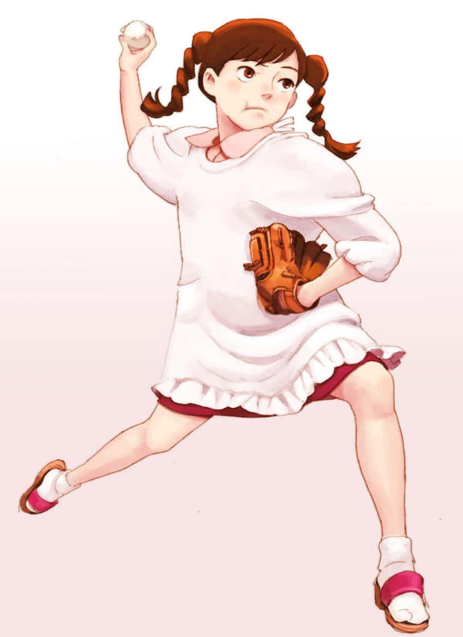 Animated Girl Playing Baseball Wallpaper