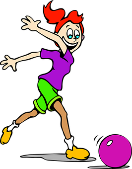 Animated Girl Playing Bowling PNG