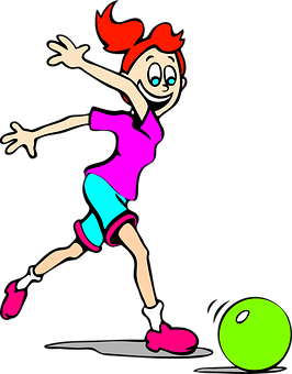 Animated Girl Playing Bowling PNG