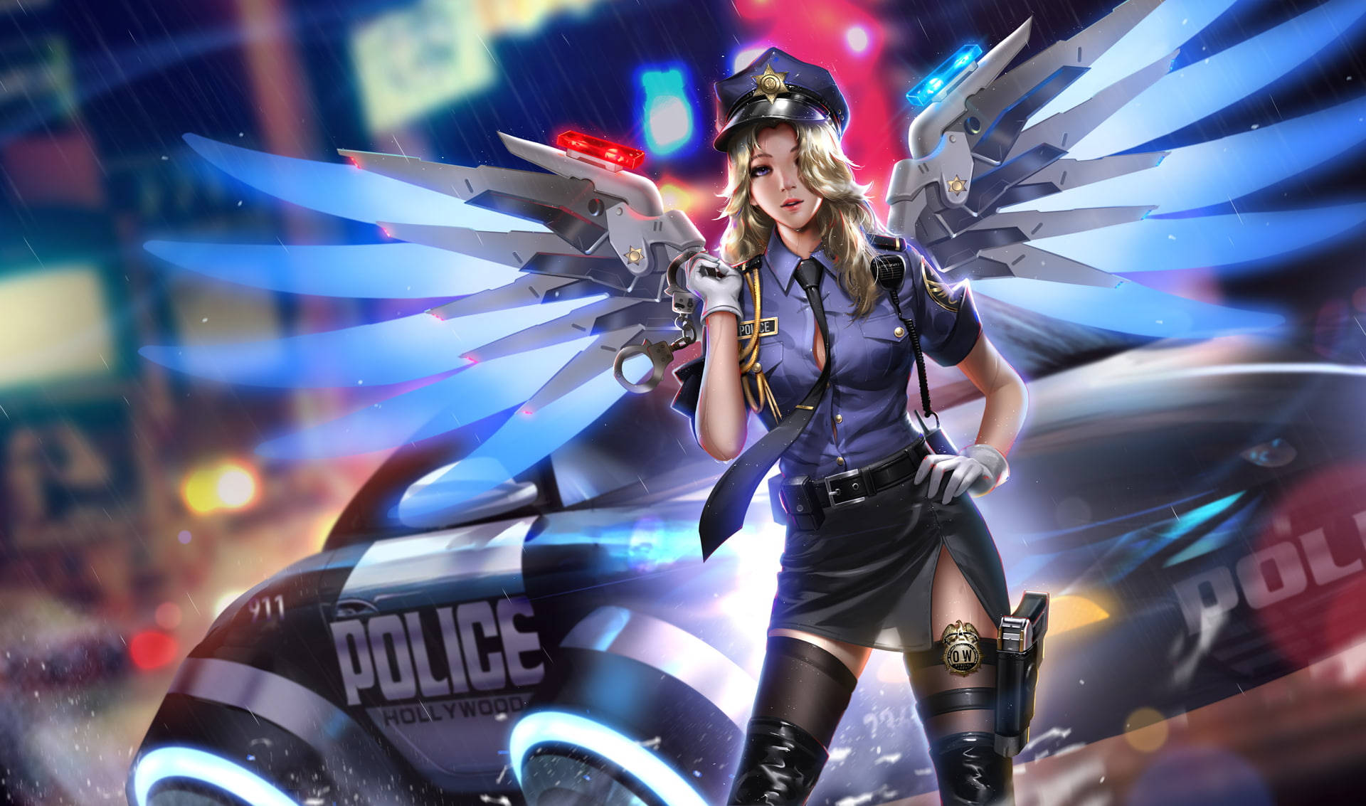 Animated Girl Police Angel Wallpaper