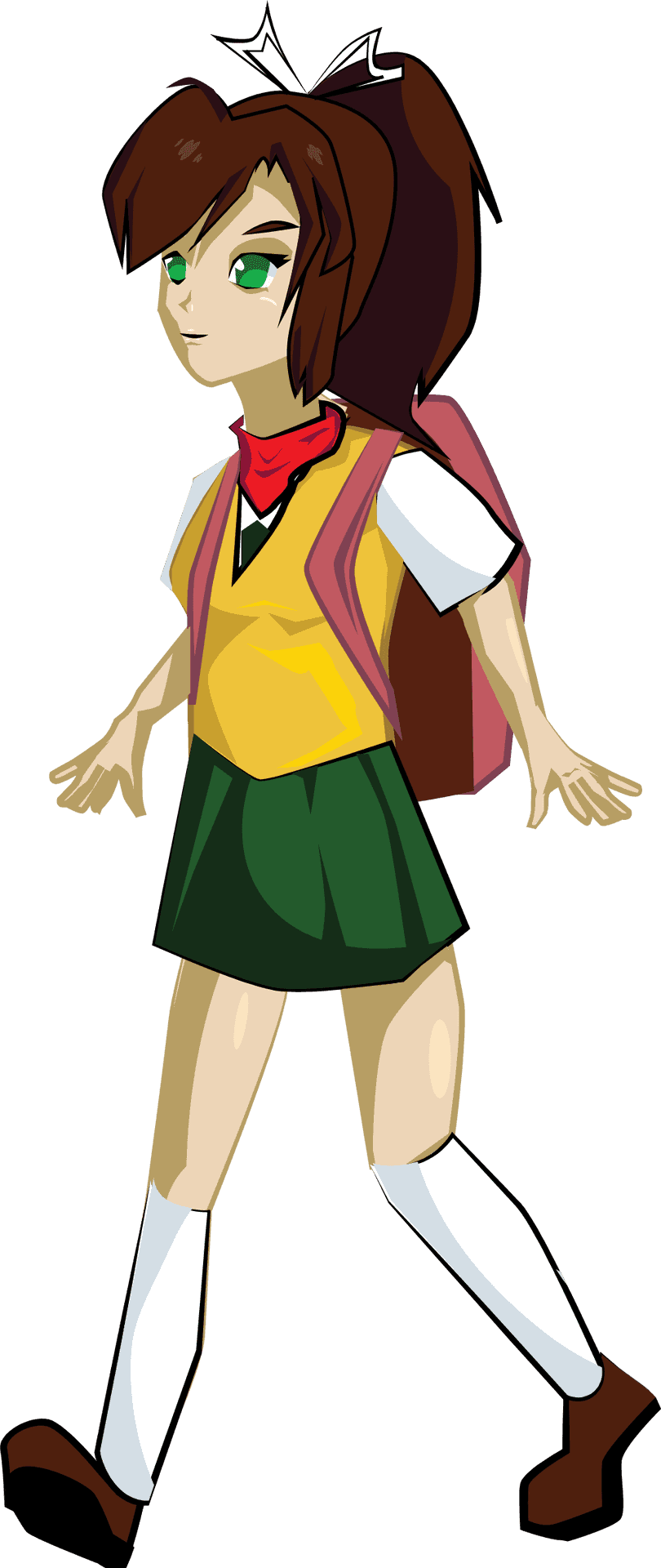 Animated Girl Walking With Backpack PNG
