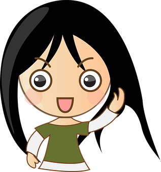 Animated Girl Waving Cute Cartoon PNG
