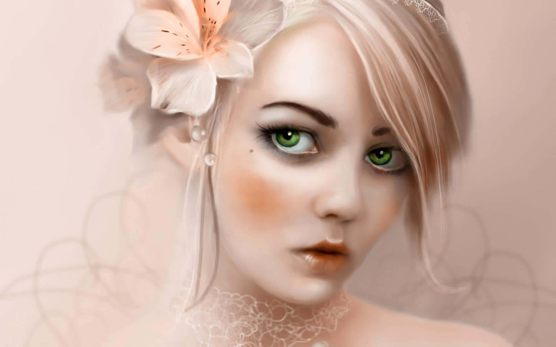 Animated Girl With Green Eyes Wallpaper