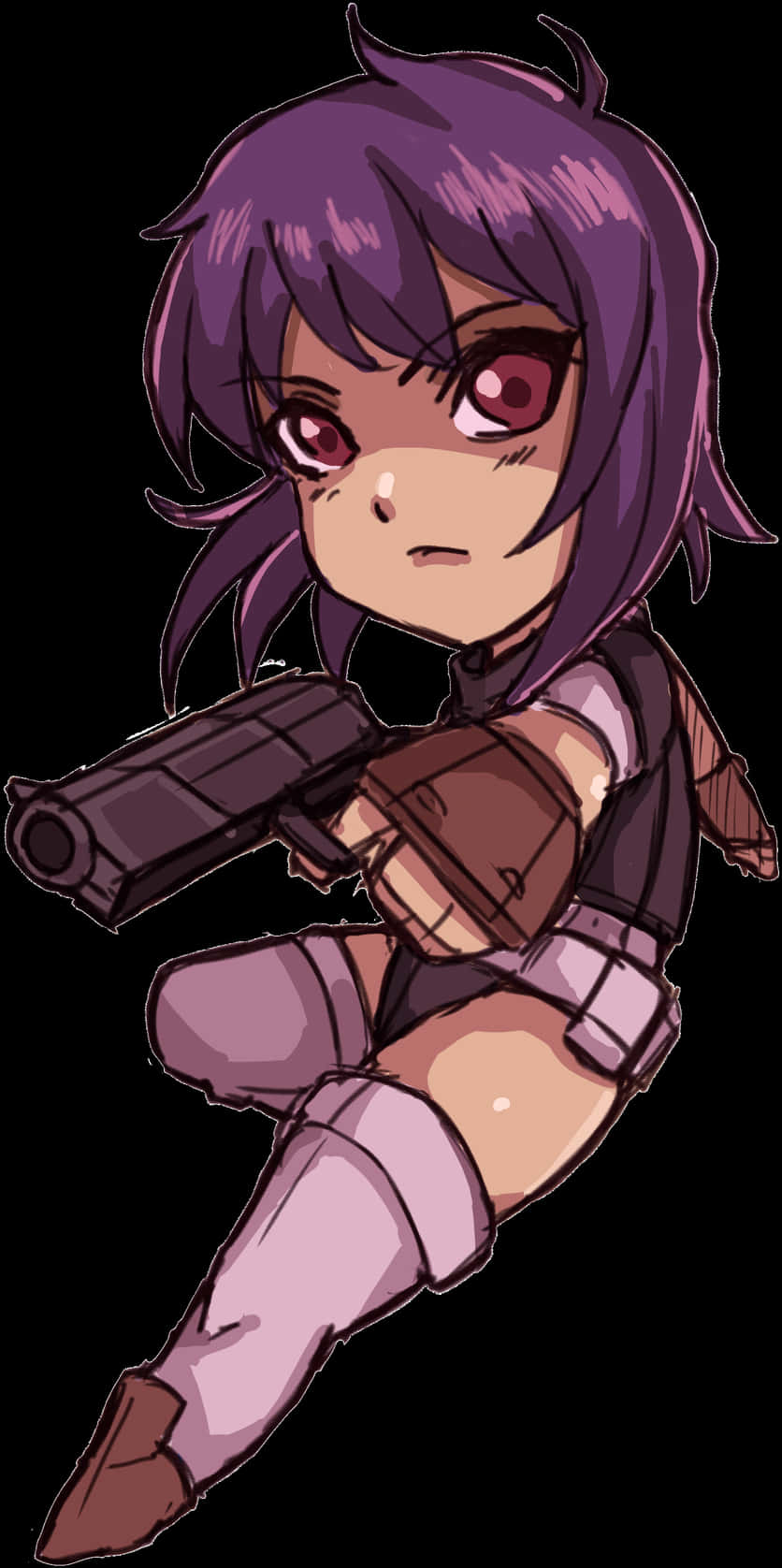 Animated Girl With Gun PNG