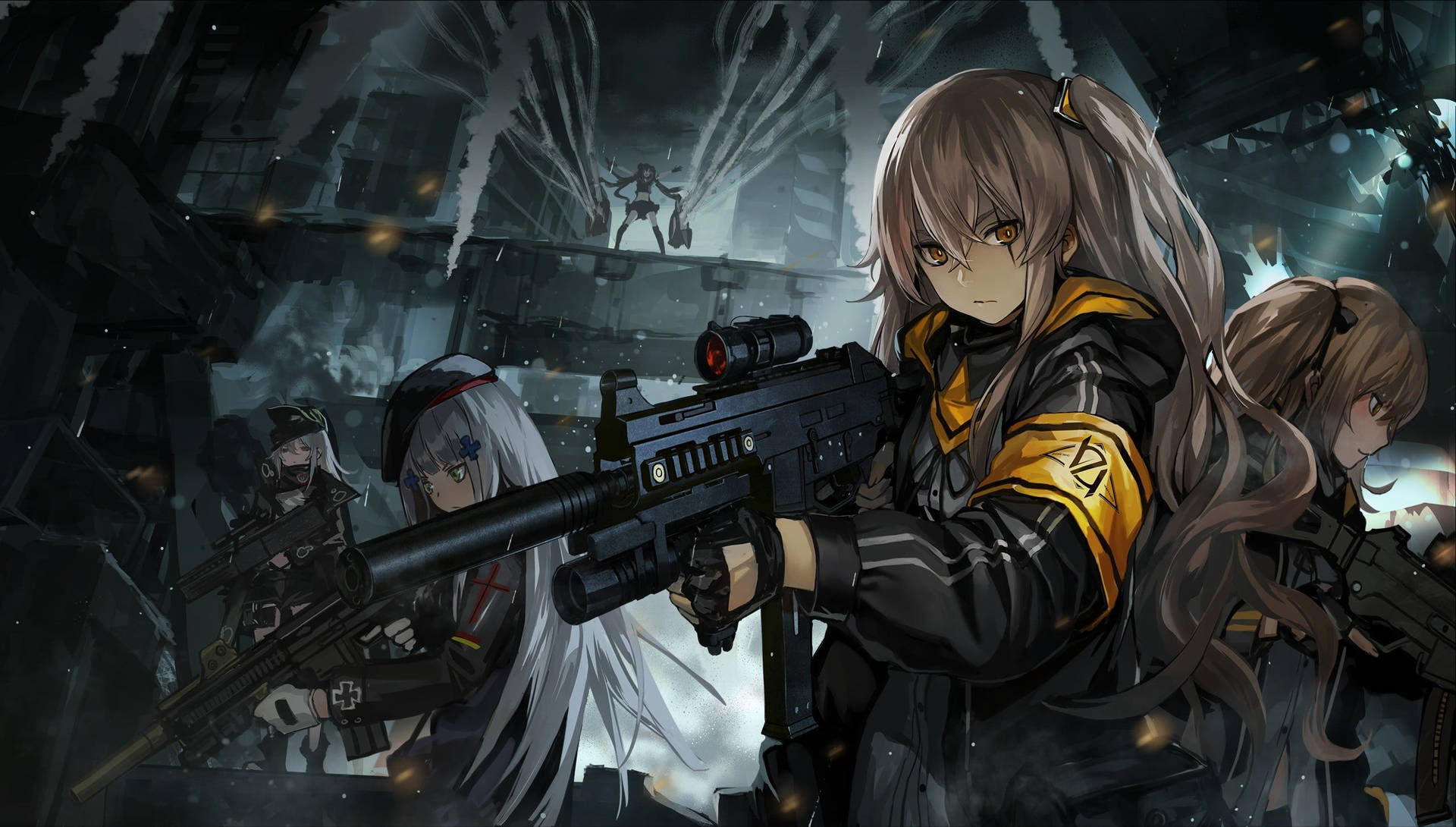 Animated Girl With Guns Wallpaper
