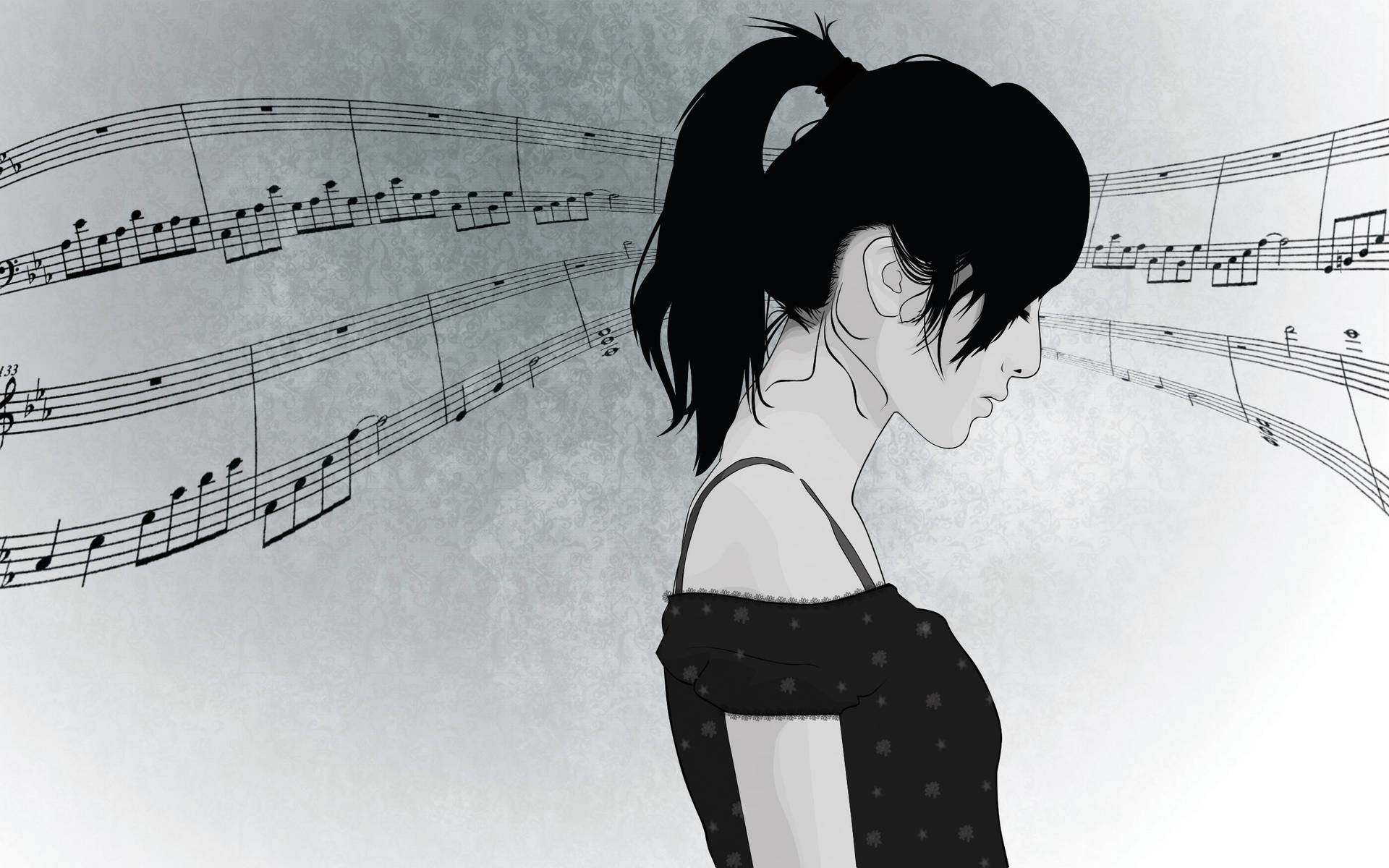 Animated Girl With Music Notes