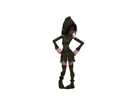 Animated Girlin Green Outfit PNG