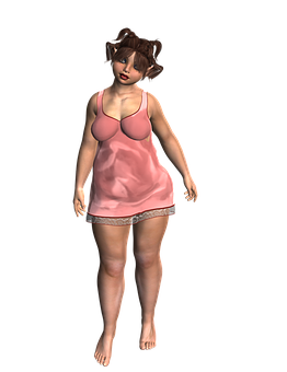 Animated Girlin Pink Dress PNG