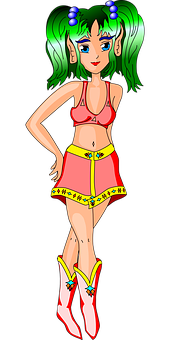 Animated Girlin Red Outfit PNG