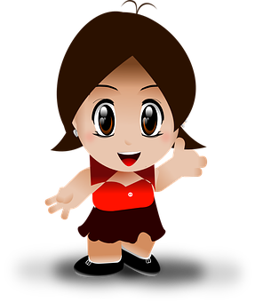 Animated Girlin Redand Brown Outfit PNG