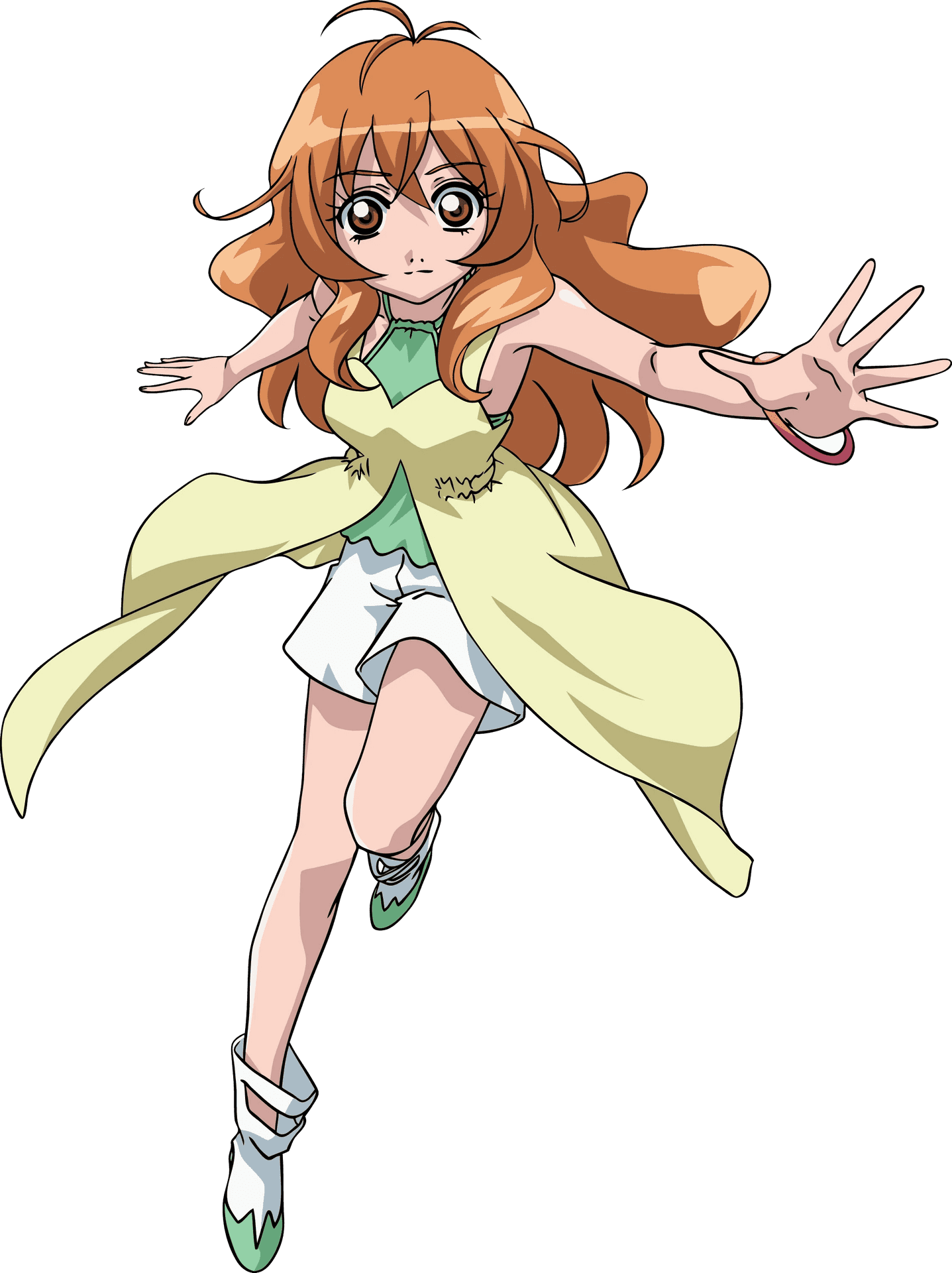 Animated Girlin Yellow Dress PNG