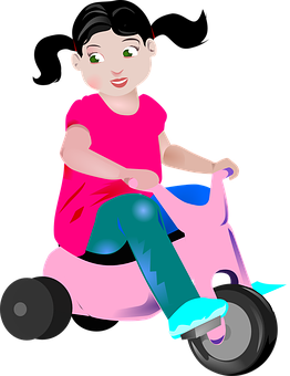 Animated Girlon Tricycle PNG