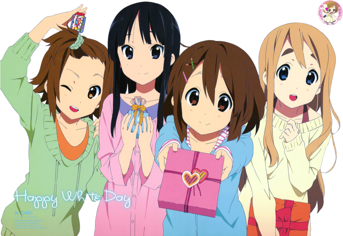 Animated Girls Celebrating White Day PNG