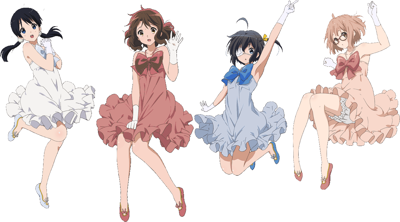 Animated Girls Jumpingin Dresses PNG