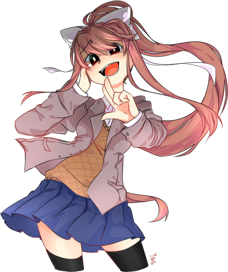 Animated Girlwith Bowand Wink PNG