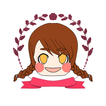 Animated Girlwith Braidsand Floral Frame PNG