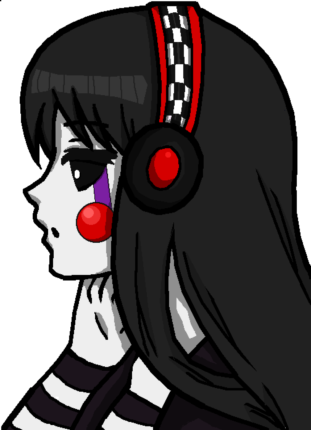 Animated Girlwith Headphonesand Striped Shirt PNG