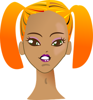 Animated Girlwith Orange Pigtails PNG