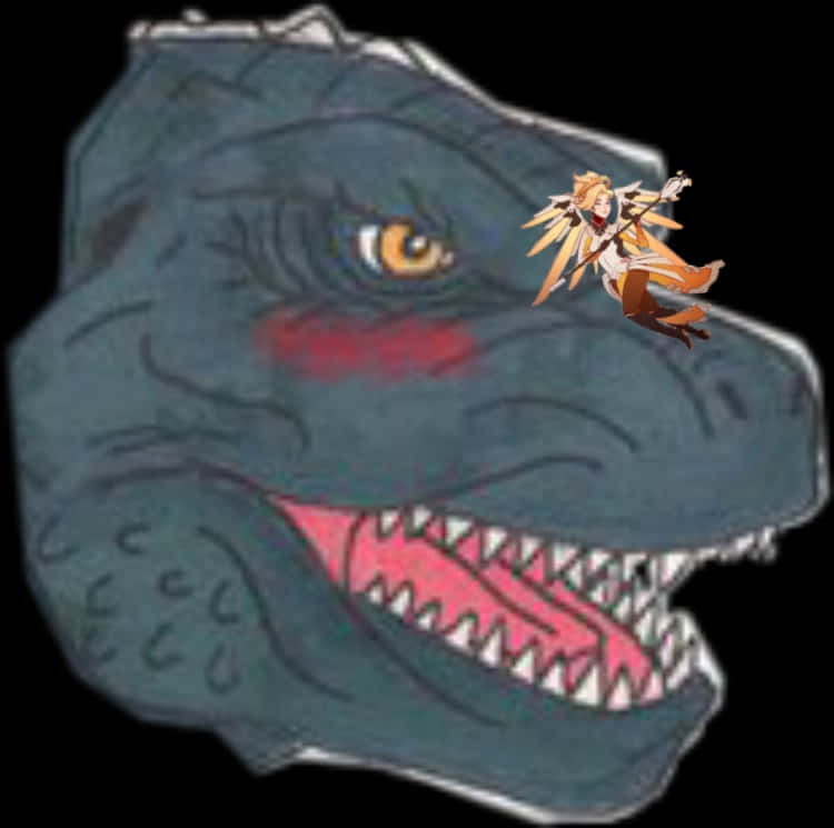 Animated Godzillaand Character Crossover PNG