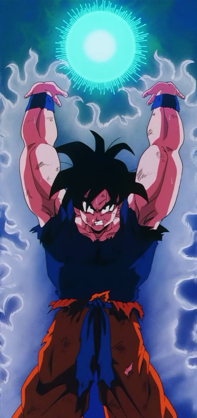 Animated Goku With Spirit Bomb Wallpaper