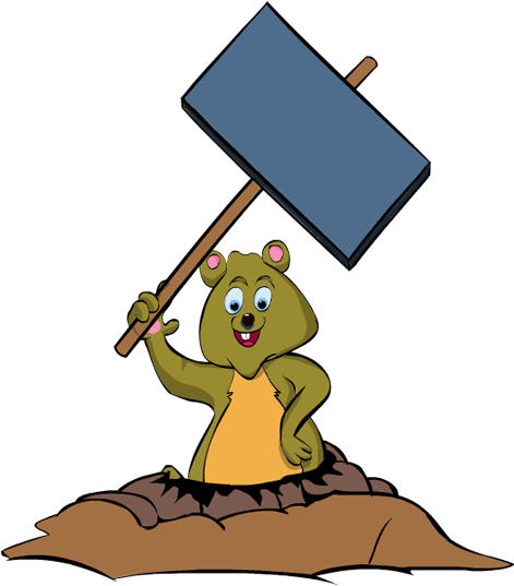 Animated Gopher Holding Signboard PNG