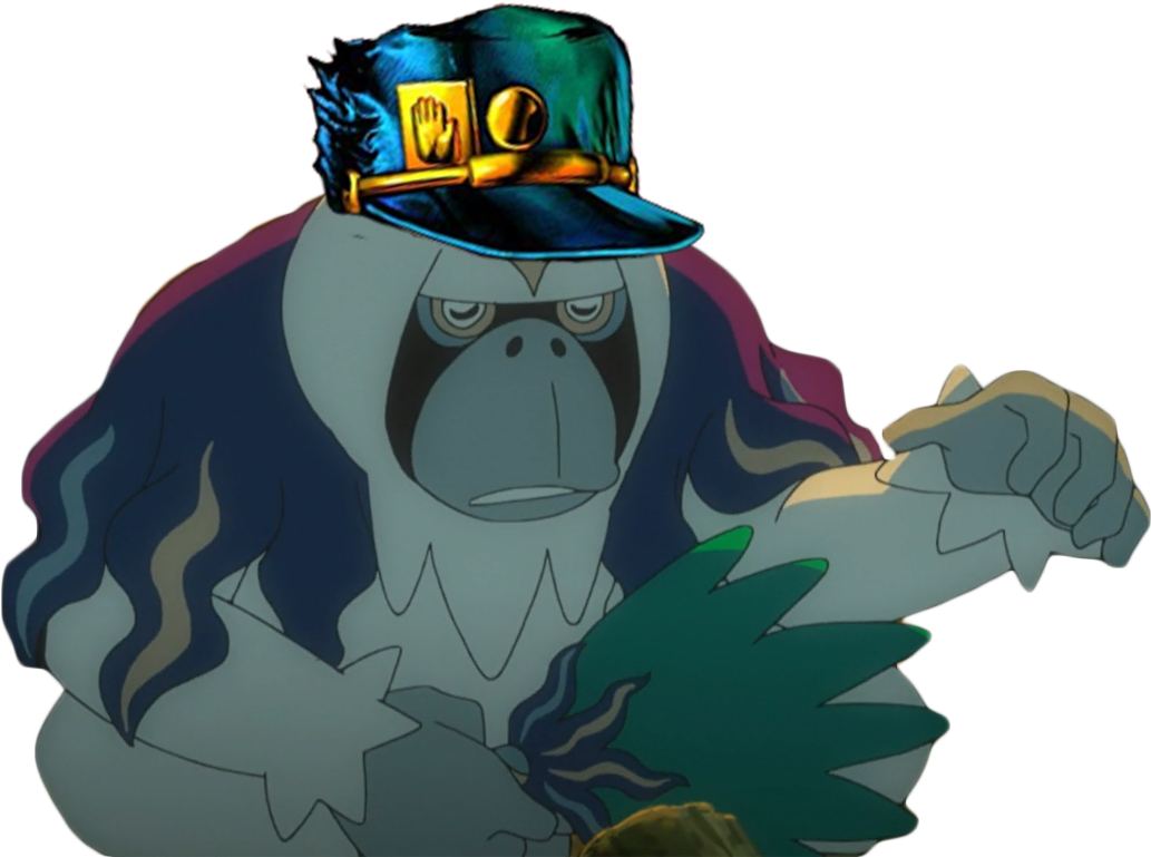 Animated Gorilla Wearing Jotaro Hat PNG