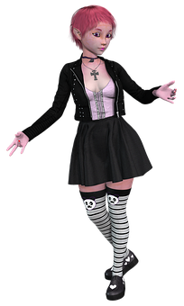 Animated Gothic Girl Pose PNG