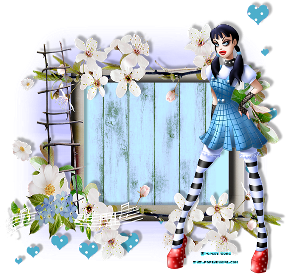 Animated Gothic Girl Spring Backdrop PNG