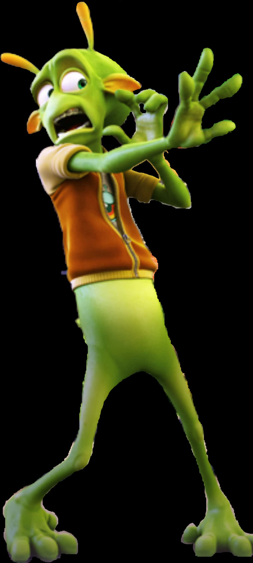 Animated Green Alien Character PNG
